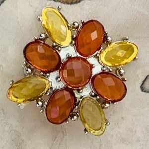 Vintage Faceted Glass Autumn Floral Brooch